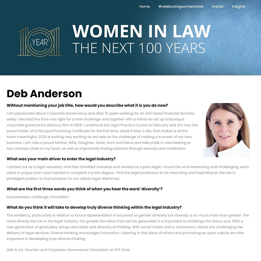 Deb Anderson Year 101 Women in Law