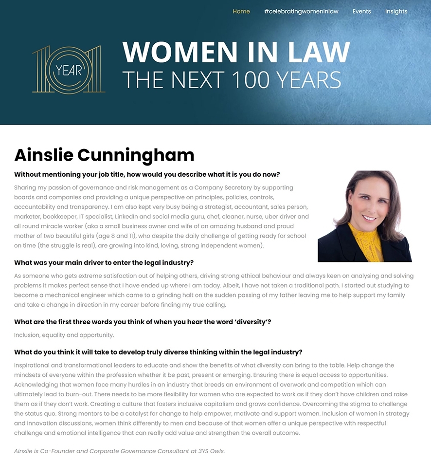 Ainslie Cunningham Year 101 Women in Law